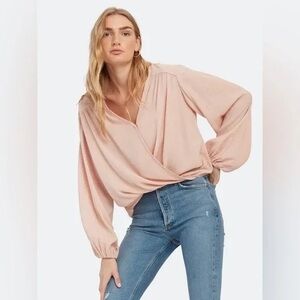 Free People Check On It Wrap Blouse Blush Pink Small